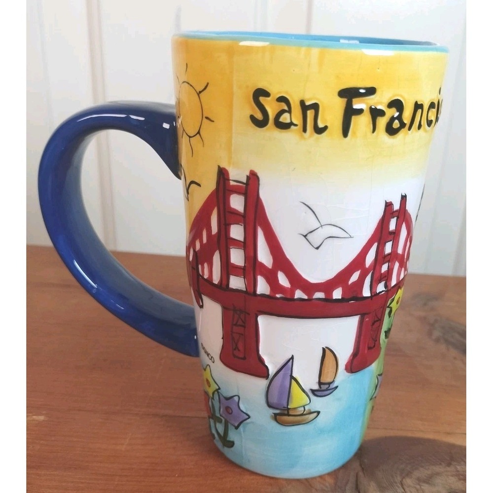 Tall San Francisco Souvenir Mug - Golden Gate Bridge, Cable Car, Skyline